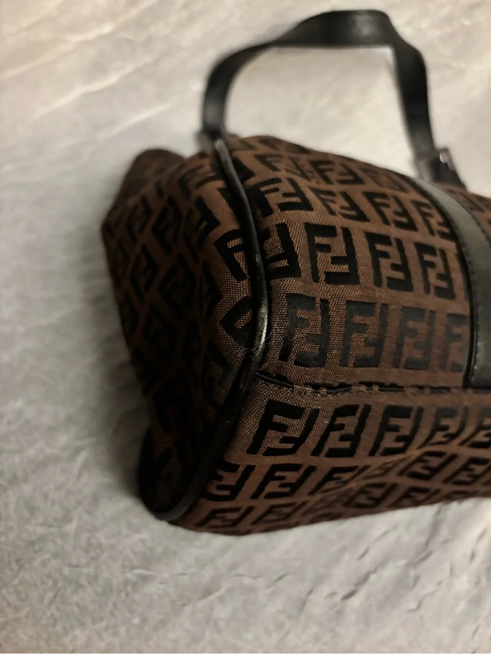 Fendi Vintage Zucchino FF Monogram 8BR091 Brown Hobo Shoulder Bag Authentic COA
